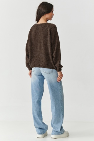 Cardigan dama scurt cu maneci usor bufante, maro - S170 - Img 3