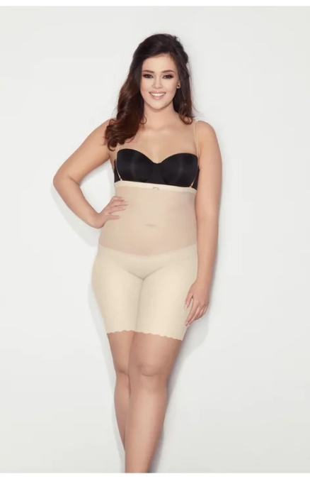 Chilot modelator (bermude) cu talie inalta si bretele detasabile, banda silicon - Mitex Glam form - bej, negru, roz pudrat - marimi S-5XL - Img 1