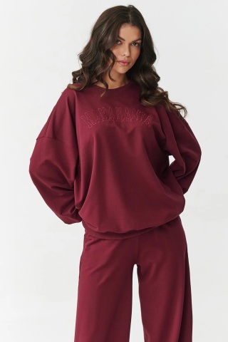 Compleu trening dama cu pantaloni largi, bordo - M890 - Img 2
