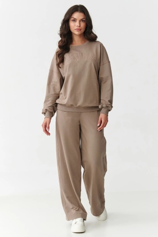Compleu trening dama cu pantaloni largi, culoarea mocha - M890 - Img 3