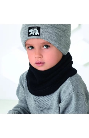 Fular tricotat pentru baieti - AJS 44-574 negru