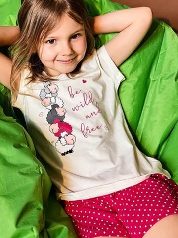 Pijama fete 1-8 ani, 100% bumbac, Cornette G787-082 Be wild and free - Img 3