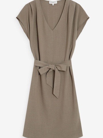 Rochie de vara Marilou kaki scurta cu decolteu in V - Img 6