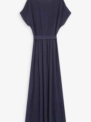 Rochie Pollen lunga navy blue cu maneca scurta si cordon in talie - Img 7