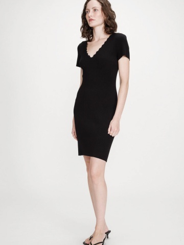 Rochie Valeriane neagra mulata din tricot fin