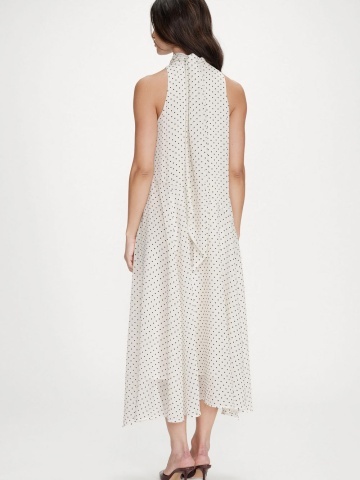Rochie Valoria fluida cu buline si guler inalt - Img 5