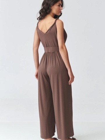 Salopeta de vara ciocolatie cu bretele si pantaloni largi - M925 - Img 2