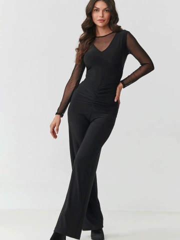 Salopeta eleganta neagra cu insertii din tulle - M904 - Img 2