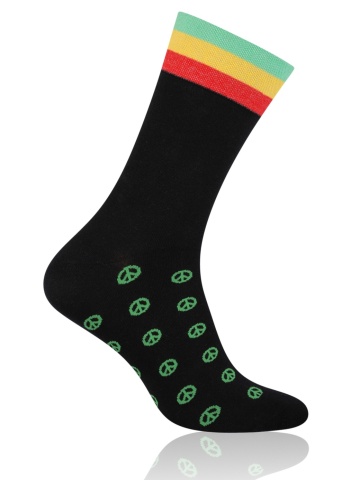 Sosete barbati, model Peace - More S079044 negru detaliu verde