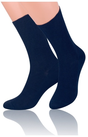 Sosete bumbac unisex, fara compresie, Steven S018-GRAN, bleumarin