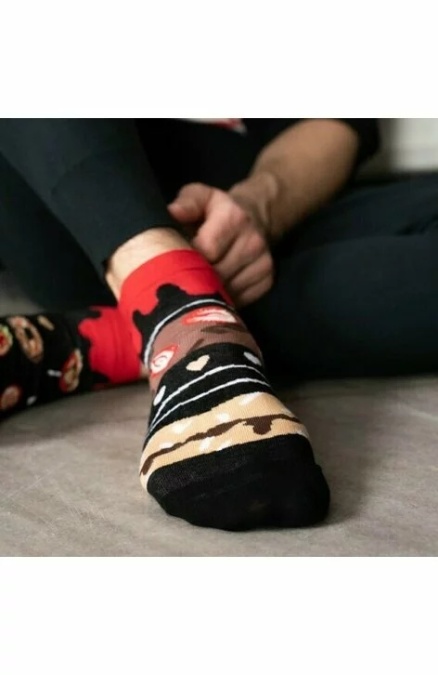 Sosete scurte barbati, model asimetric Cookies - More S035-007 negru - Img 1