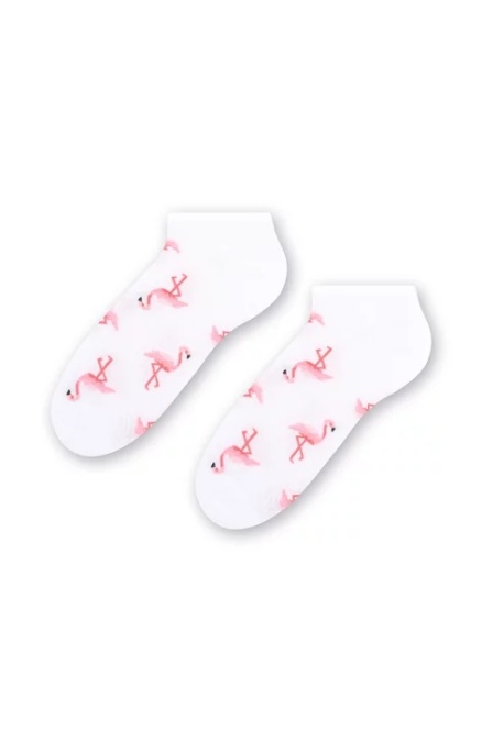 Sosete scurte dama, model flamingo - Steven S114-078K alb - Img 2
