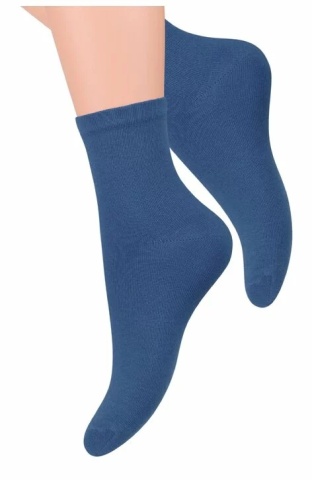 Sosete simple din bumbac pentru dama - Steven S037-006 albastru