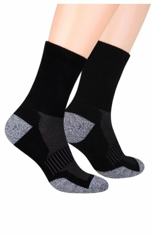 Sosete sport barbati, flausate pe talpa - Steven S047-74A negru