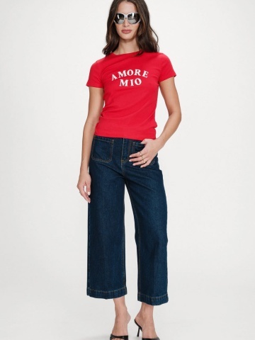 Tricou dama Valerio rosu din bumbac - Img 2