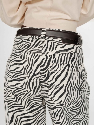 Blugi Socca largi loose-fit cu talie inalta si imprimeu zebra - Img 6