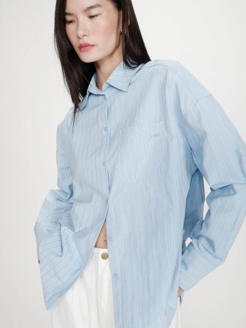 Camasa Valerie bleu oversize cu dungi - Img 4