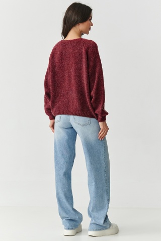 Cardigan dama scurt cu maneci usor bufante, bordo - S170 - Img 3
