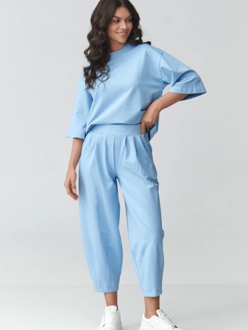 Compleu de trening bleu cu pantaloni bufanti si bluza lejera - M916