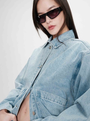 Jacheta Vinnie din denim sky blue cu croiala boxy - Img 2