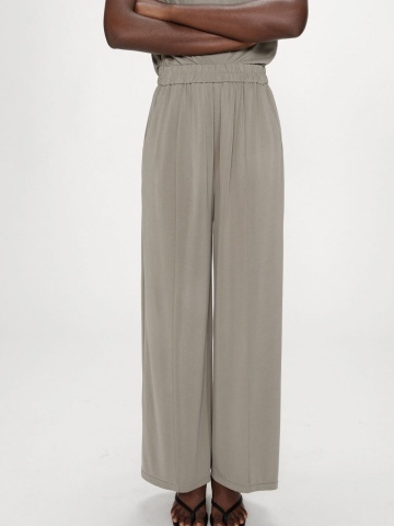 Pantaloni Pax kaki, largi cu talie elastica