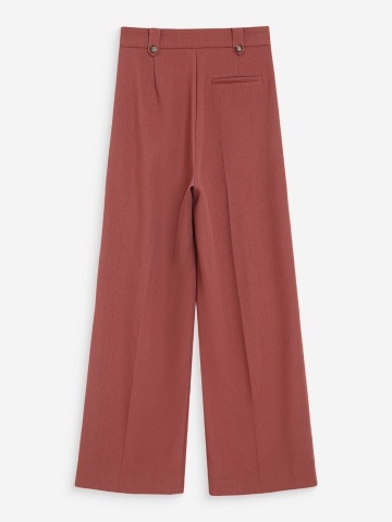 Pantaloni Pierre caramizii drepti cu talie medie-inalta si pliuri - Img 8
