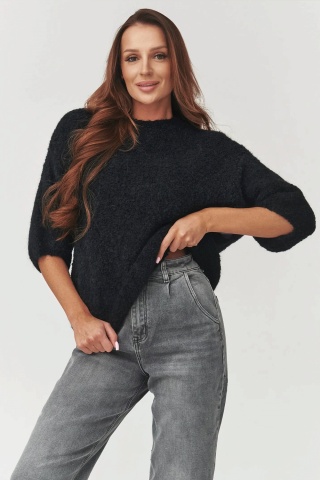 Pulover cu maneca pana la cot, negru, marime universala - C8