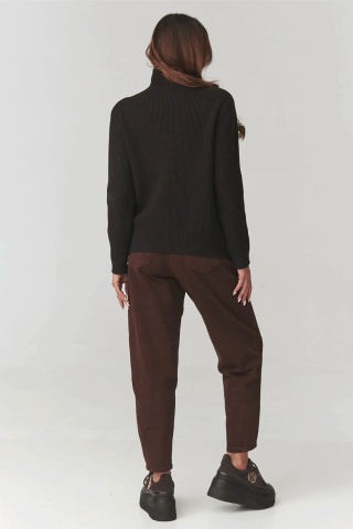 Pulover pe gat clasic pentru femei, chocolate - C20 - Img 3