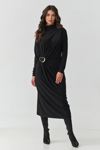 Rochie eleganta cu drapaje si catarama - M907