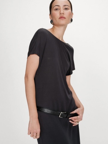 Rochie Peace gri antracit lunga lejera cu maneca scurta - Img 2