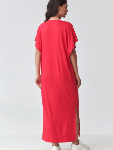 Rochie roz raspberry oversize lunga lejera cu slit lateral - M927 - Img 3