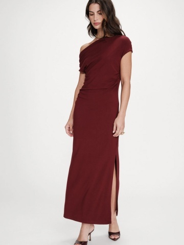Rochie Vanity lunga rosie cu umar asimetric - Img 7