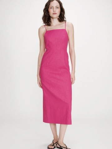 Rochie Veranys fucsia din in