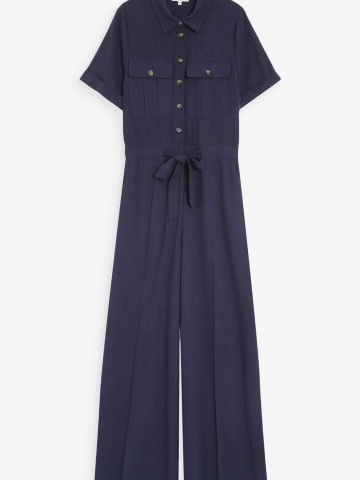 Salopeta Vanelle navy blue lunga cu maneca scurta - Img 6