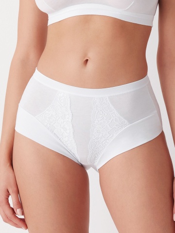 Set de dama 2 perechi chiloti maxi din bumbac cu talie inalta si dantela - Cotonella