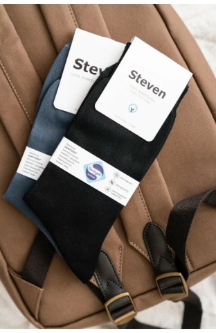 Sosete negre unisex fara compresie, bumbac 100% - Steven S055-N - Img 2