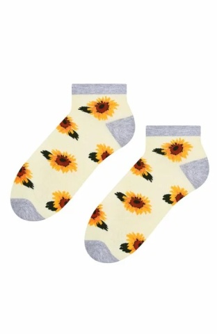 Sosete scurte dama, model floral - Steven S114-019K ecru