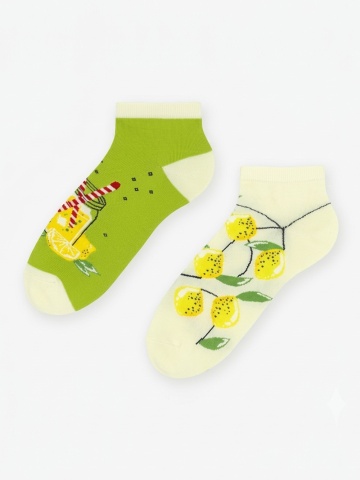 Sosete scurte dama, verde cu model asimetric Lemonade - More S034-006