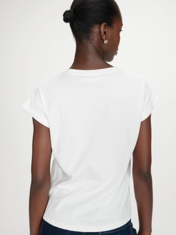Tricou alb Vico din bumbac cu mesaj Pasta - Img 4