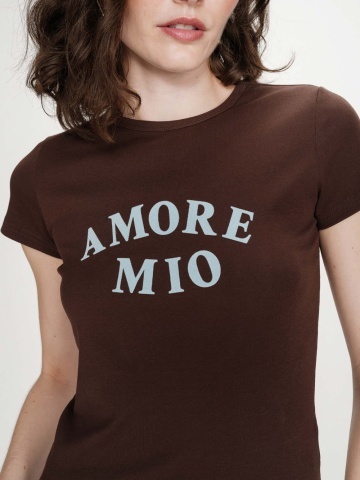 Tricou dama Valerio chocolate din bumbac - Img 2