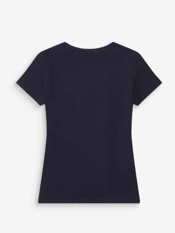 Tricou Vigée din bumbac navy blue cu mesaj - Img 7