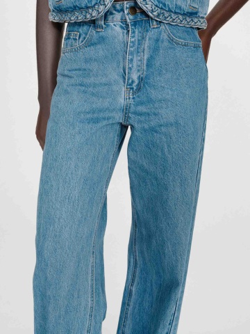 Blugi Jaden bleu wide-leg din bumbac cu talie inalta - Img 2