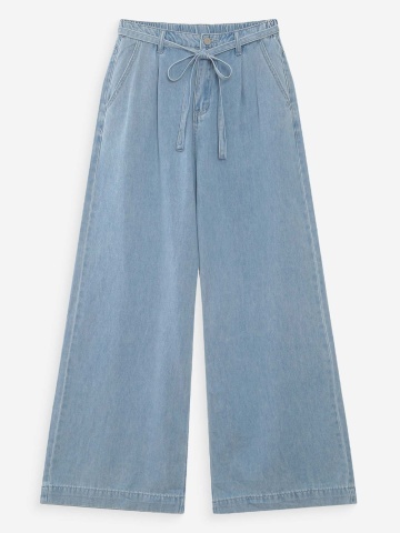 Blugi Pompon skyblue baggy cu talie medie-inalta - Img 7