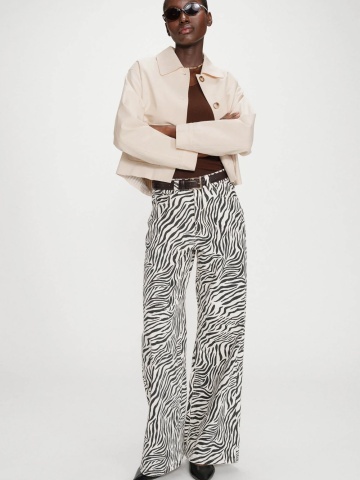 Blugi Socca largi loose-fit cu talie inalta si imprimeu zebra - Img 4