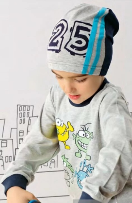 Caciula bumbac pentru baieti 2-11 ani - AJS 34-124 multicolor - Img 1