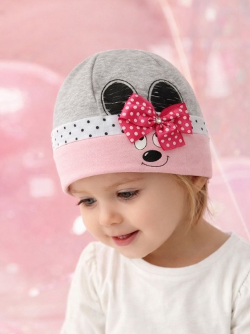 Caciula din bumbac pentru fetite 6-12 luni - AJS 40-050 multicolor
