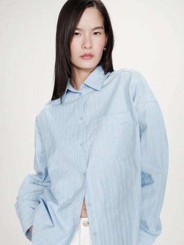 Camasa Valerie bleu oversize cu dungi