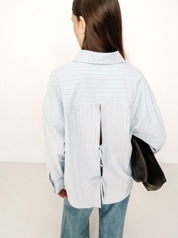 Camasa Valerie bleu oversize cu dungi - Img 11