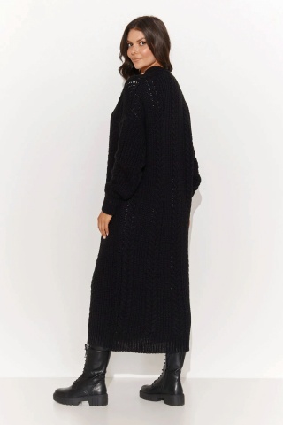 Cardigan lung dama tricotat, negru - Makadamia NU_S91 - Img 3