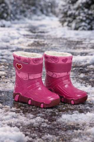 Cizme imblanite cu blana naturala, impermeabile - Zetpol WINTER 02 713 roz